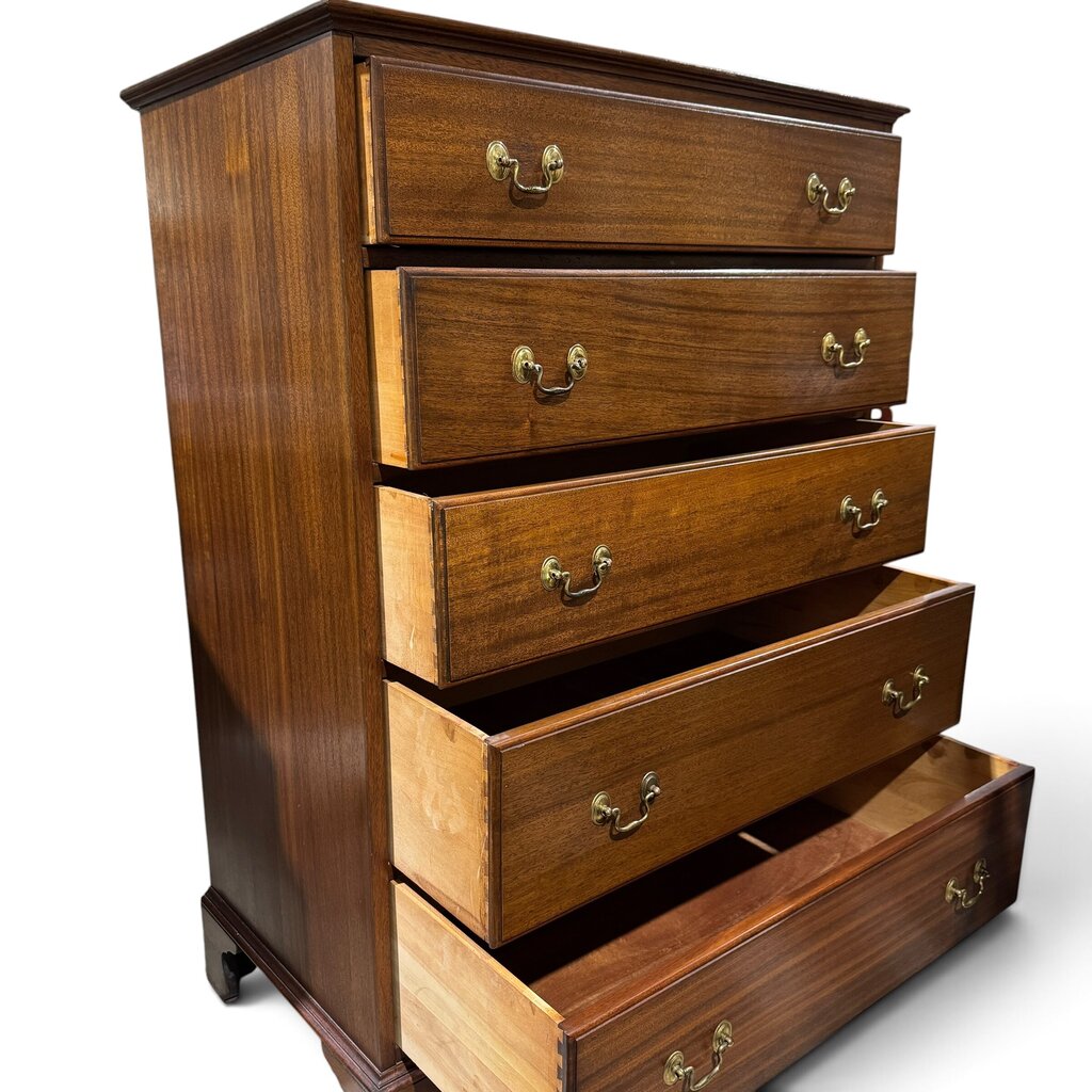 Vintage Traditional Mahogany 5-Drawer Tall Chest 34Lx20Wx47.5H