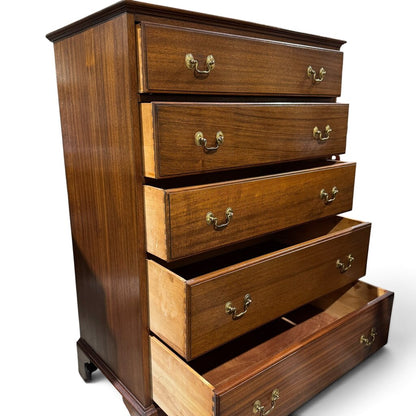 Vintage Traditional Mahogany 5-Drawer Tall Chest 34Lx20Wx47.5H