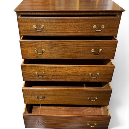 Vintage Traditional Mahogany 5-Drawer Tall Chest 34Lx20Wx47.5H