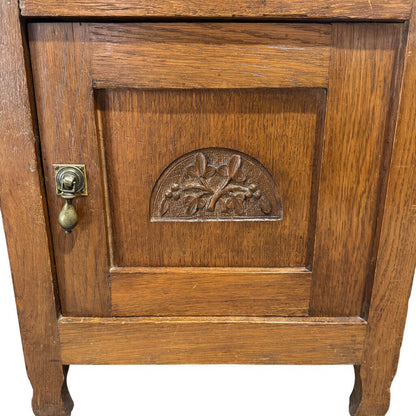 Antique French Oak Marble-Top Bedside Cabinet Circa 1890 16Lx16Wx33H