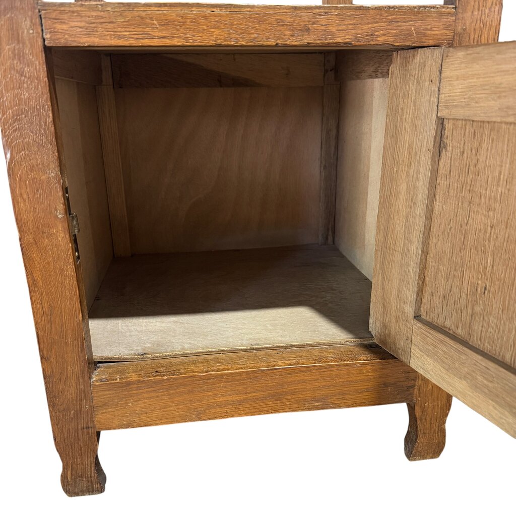 Antique French Oak Marble-Top Bedside Cabinet Circa 1890 16Lx16Wx33H