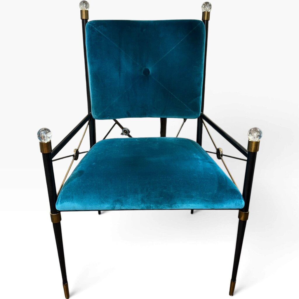 Jonathan Adler Rider Dining Chairs Set of 6 in Peacock Velvet 22Lx23Wx39H