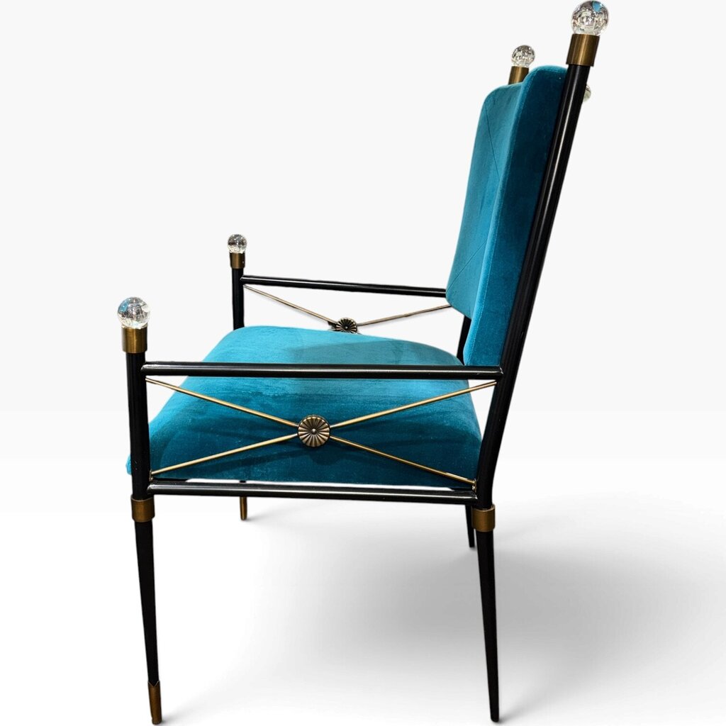 Jonathan Adler Rider Dining Chairs Set of 6 in Peacock Velvet 22Lx23Wx39H