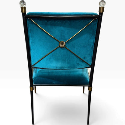 Jonathan Adler Rider Dining Chairs Set of 6 in Peacock Velvet 22Lx23Wx39H