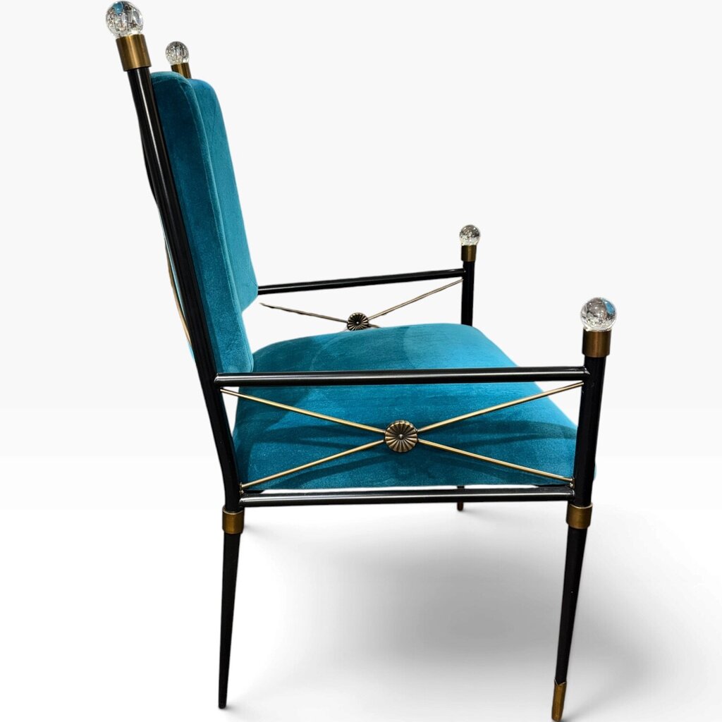 Jonathan Adler Rider Dining Chairs Set of 6 in Peacock Velvet 22Lx23Wx39H