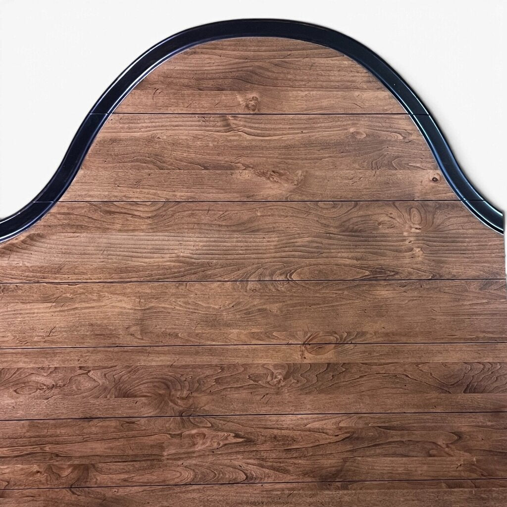 Vintage King Camelback Solid Wood Headboard w/ Black Lacquer Posts 76Lx5Wx84H