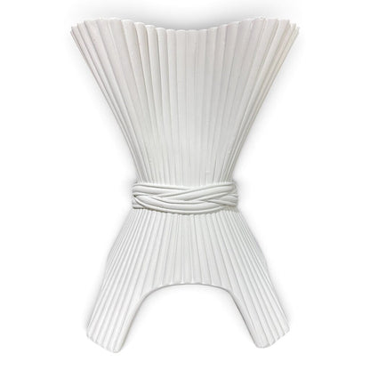 Vintage McGuire Sheaf of Wheat Rattan Table Refreshed in White Finish w/ 36 or 42 Glass 26Lx26Wx29H
