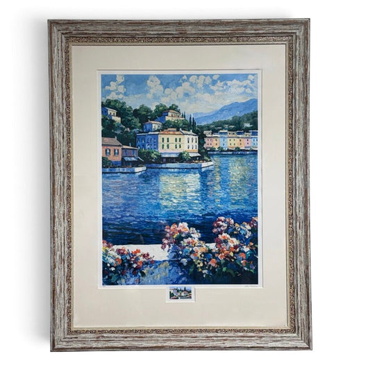 John Zaccheo “Lipari, Italy” Signed Remarque Edition Serigraph 3/24 Custom Mosaic Frame 41Lx52H
