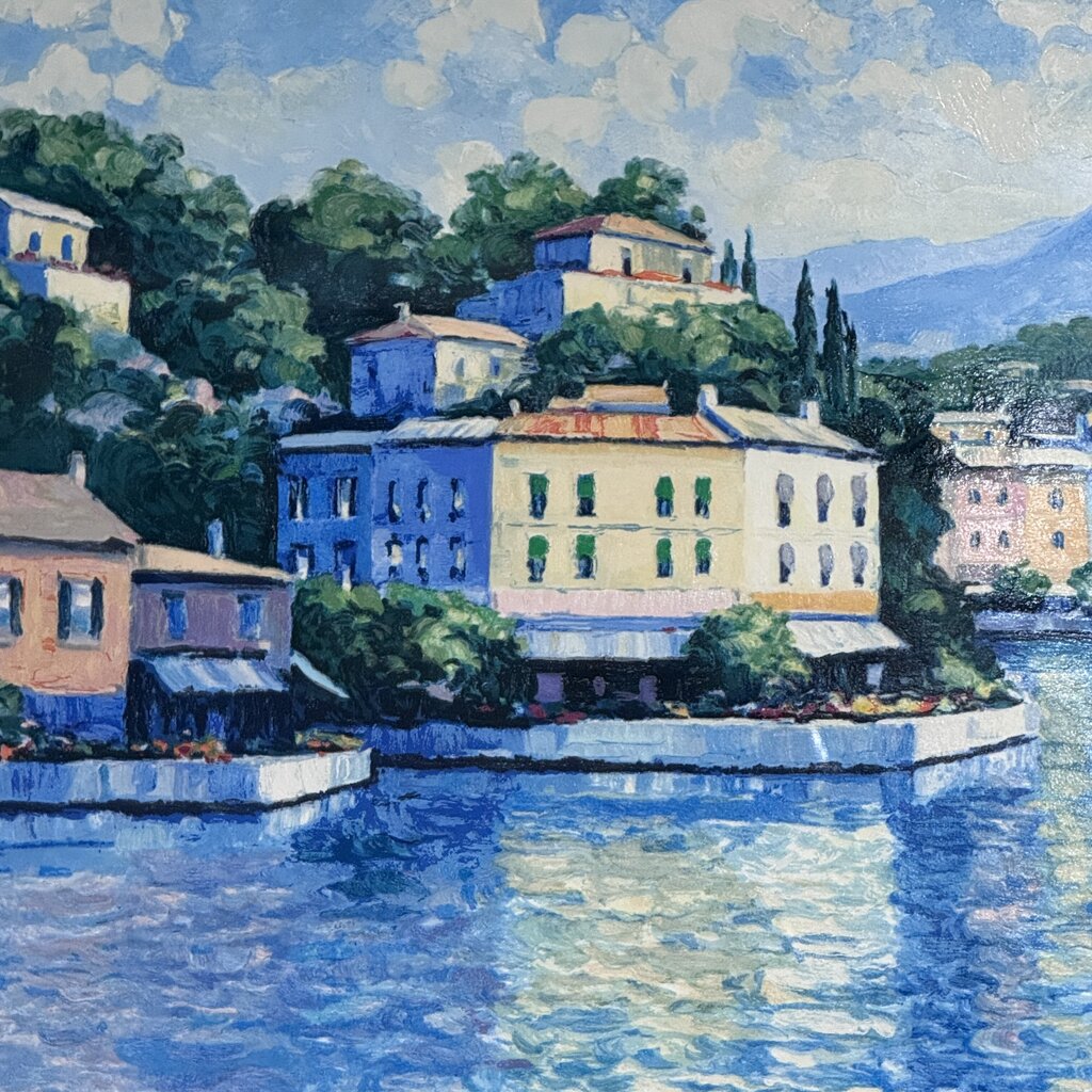 John Zaccheo “Lipari, Italy” Signed Remarque Edition Serigraph 3/24 Custom Mosaic Frame 41Lx52H