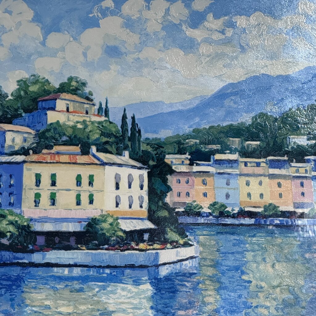 John Zaccheo “Lipari, Italy” Signed Remarque Edition Serigraph 3/24 Custom Mosaic Frame 41Lx52H