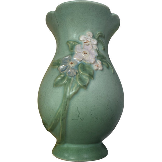 Antique Gloria 1930's Weller Pottery Baluster Vase Wild Rose 8Hx5D
