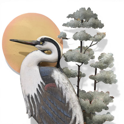 Joanne Ferrara Great Blue Heron Wood & Metal Wall Sculpture 24Lx6Wx40H