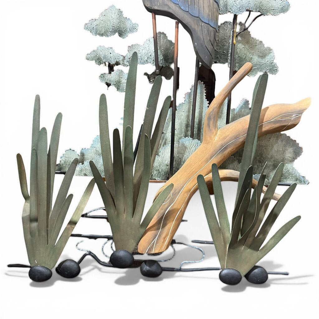 Joanne Ferrara Great Blue Heron Wood & Metal Wall Sculpture 24Lx6Wx40H