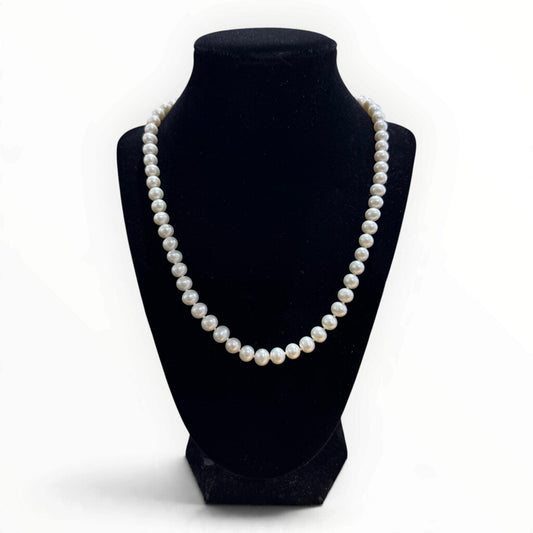 New Honora White Cultured Freshwater Pearl Necklace 7-8mm w/ 14K Gold Clasp 20L