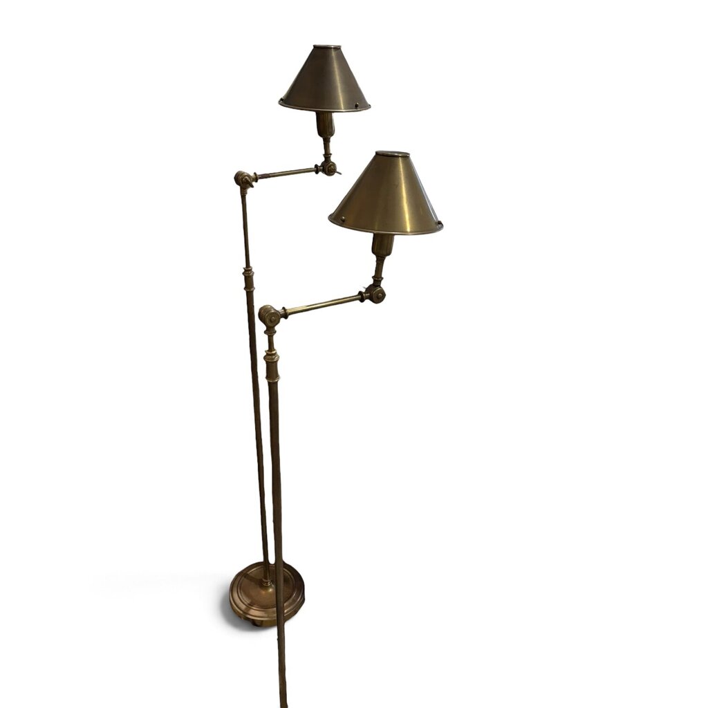 Pair of Vintage Ralph Lauren Anette Brass Adjustable Floor Lamp by Visual Comfort 45H
