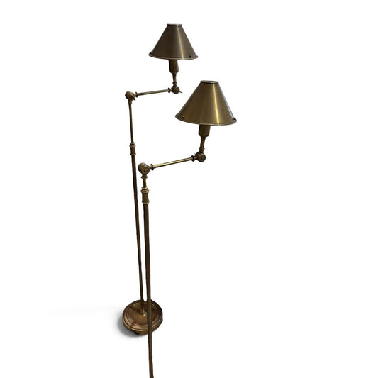Pair of Vintage Ralph Lauren Anette Brass Adjustable Floor Lamp by Visual Comfort 45H