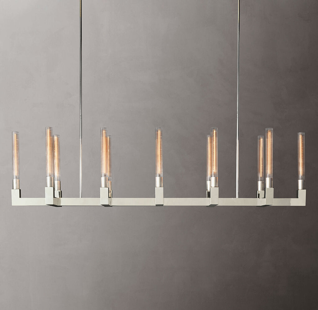 Restoration Hardware Cannele Linear Chandelier by:Jonathan Browning. 67"x12"x17" Priced $6,895 at RH