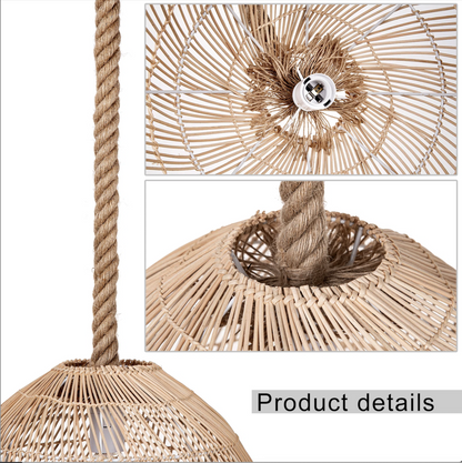 Disalvo Rattan Pendant w/ Rope by Bayou Breeze. 14Hx16.5Wx60H Adjustable Rope Length