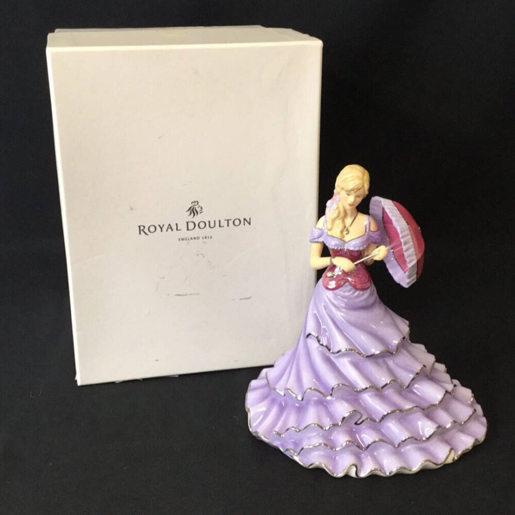 Royal Doulton Pretty Ladies "With Love" Purple Dress Figurine 8" tall Box Included Org. Price $280