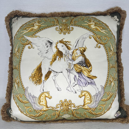 Vintage Atelier Versace Hermes & Pegasus Reversible Pillow 16x16