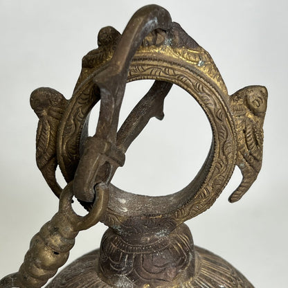 Antique Tibet Buddhism Temple Tiantie Tara Guanyin Statue Brass Bell