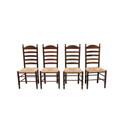 Quaker Style Ladder Back Dining Chairs w/ Rush Seats (set of 4)