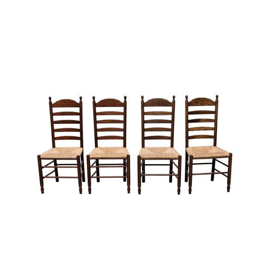 Quaker Style Ladder Back Dining Chairs w/ Rush Seats (set of 4)