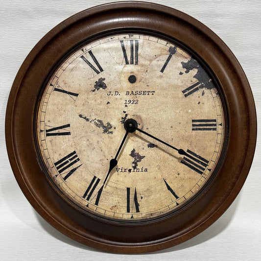 23" Vintage Plastic Replica Clock J.D. Bassett 1922 Virginia Requires 1 AA Battery