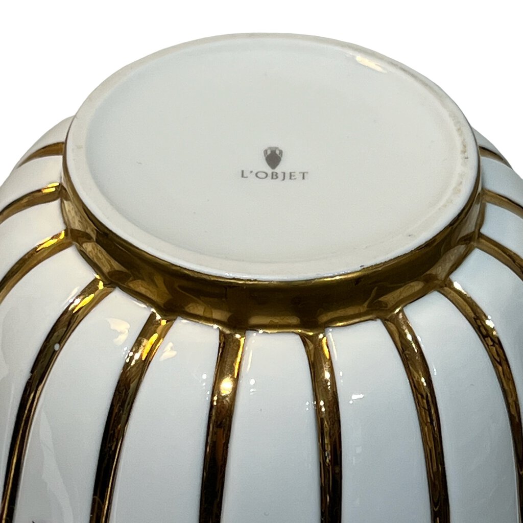 L'OBJET Porcelain Vase Accented w/ 24k Gold Stars 10" tall