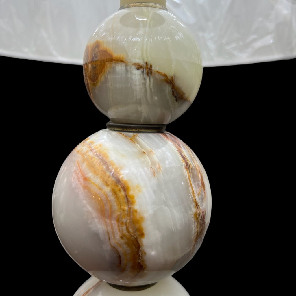 Vintage Green Onyx Marble 5 Ball Sphere Lamp 29" tall