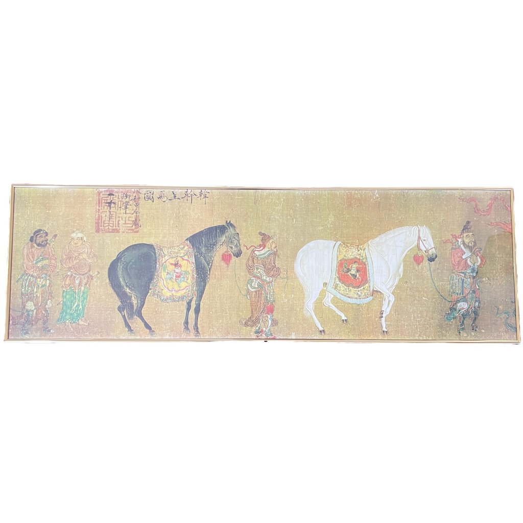 Vintage Bringing Of The Horses By Kan Han Framed Print 39"x12"