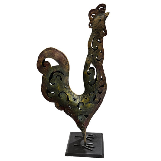 Metal Art Rooster Sculpture 10Lx6Wx22H