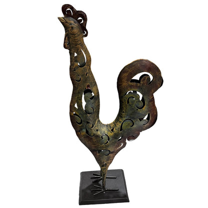 Metal Art Rooster Sculpture 10Lx6Wx22H