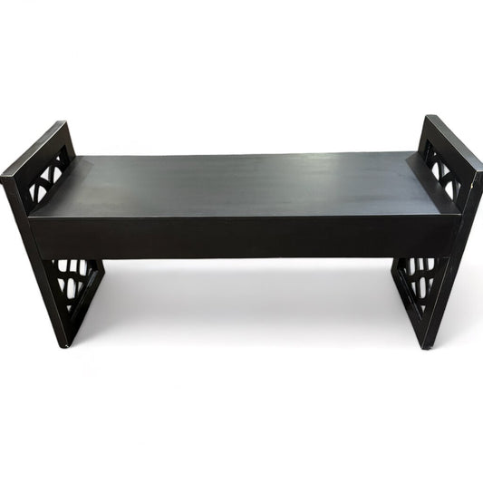 Black Cut Loop Wood Bench 42Lx14Wx22H