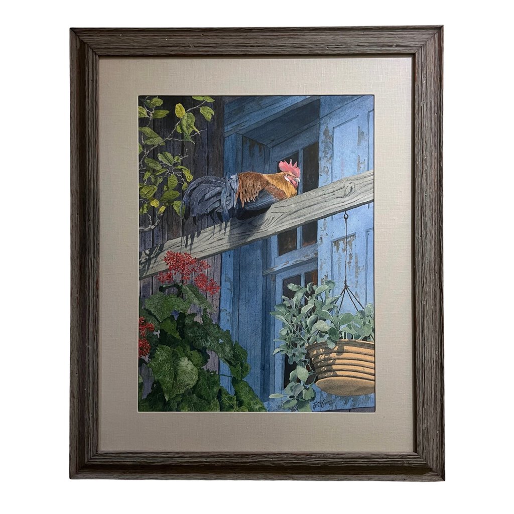 Signed Framed Giclee Rooster "King of the Porch" by: Phil Capen 28"x34"